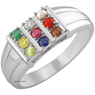 Silver navaratna top ring price