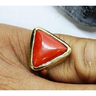                       Moonga Ring Unheated  Untreated Coral Astrological Brass Coral Ring                                              
