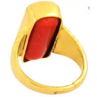                      Moonga Ring Unheated  Untreated Coral Astrological Brass Coral Ring                                              