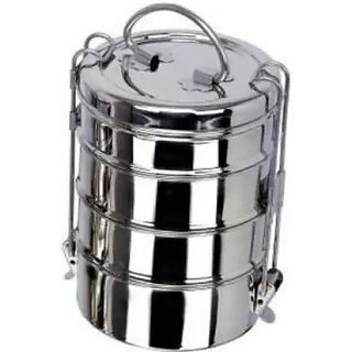 Urja Enterprise Stainless Steel Clip Tiffin for 4 Compartment 520 gm 4 Containers 4 Containers Lunch Box (1500 ml, Thermoware)