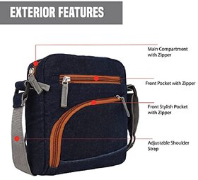 The Purani Jeans Unisex Sling Bag Multi-pocket with  (Navy Blue)