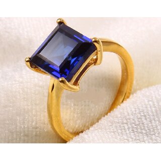                       Blue sapphire gemstone silver plated ring natural and lab certified ring                                              