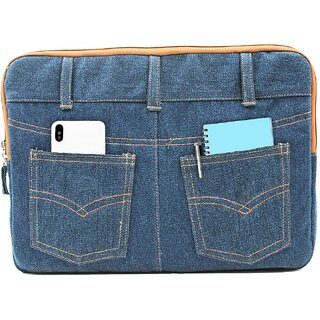 The Purani Jeans Fabric Case Cover for Upto 15 inch Laptop, Blue