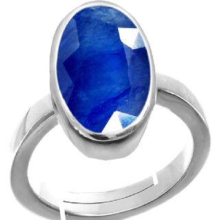                       Blue sapphire gemstone silver plated ring natural and lab certified ring                                              