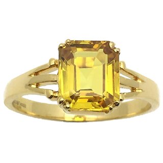                       Yellow SapphireStone (Pukhraj) Panchdhatu copper Sapphire Gold Plated Ring                                              