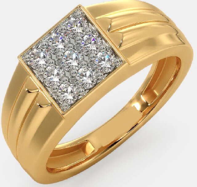 18K Yellow Gold Diamond Ring for Men