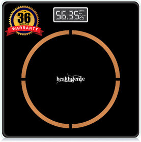 Healthgenie Digital Weight Machine for Body Weight Thick Tempered Glass LCD Display With 3 Years Warranty ( Copper Ring)