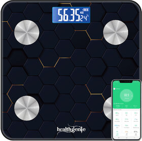 Healthgenie Smart Bluetooth Weight Machine for Body Weight with 18 Body Composition Sync with Fitness App (3D Web-HB411)