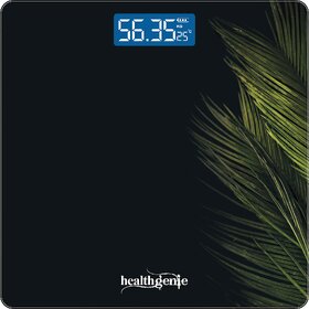 Healthgenie Digital Weight Machine Thick Tempered Glass LCD Display With 3 Years Warranty Weighing Scale( Black Fern)