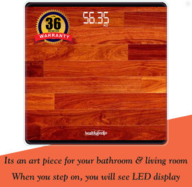 Healthgenie Digital Weight Machine with Magic Hidden Display Magically Appears as You Step on  HD-321 (RED WOOD)