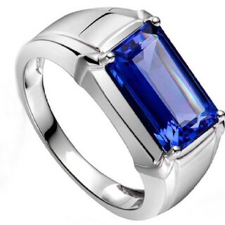 Blue sapphire top silver ring price
