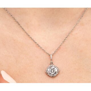                       American diamond Pendant  with earring for Girls and Women Silver plated pandent                                              