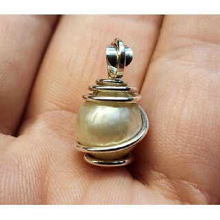                       Pearl pendant With Natural Pearl Stone Pearl Silver Plated Ring                                              