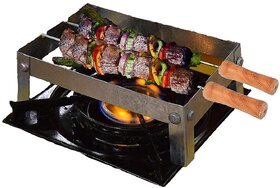 ANSHEZ Chota Tandoor Stand Gas Grill and  2 Skewers Barbeque for Kitchen