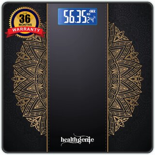                       Healthgenie Digital Weight Machine Thick Tempered Glass LCD Display With( 93 Festive)                                              