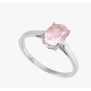                       Rose Quartz Crystal and Stone Oval Adjustable Finger Ring For Women Jewellery Alloy Crystal Ring                                              