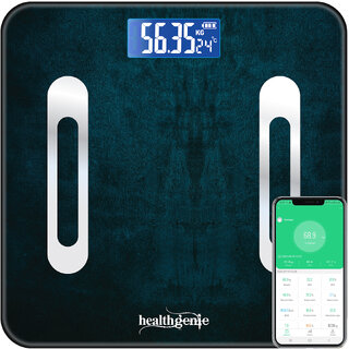                       Healthgenie Smart Bluetooth Weight Machine for Body Weight with (VINTAGE SLATE-HB411)                                              