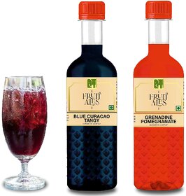 Dhampure Speciality Assorted Mocktail Syrup Mixer - Blue Curacao  Grenadine Flavouring Syrup 2x300 Ml