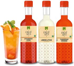 Dhampure Speciality Strawberry Litchi, Orange Lemonade, and Lemon Litchi Kids Mocktails Syrup for House Parties -3x300Ml