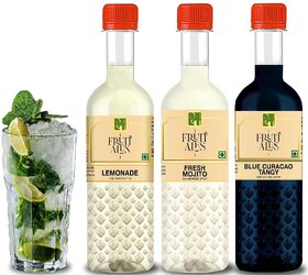 Dhampure Speciality Blue Curacao, Fresh Mojito, and Lemonade Flavouring Syrup - Assorted Mocktail Syrup Mixer (3x300ml)