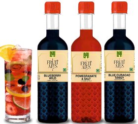 Dhampure Speciality Mocktail Syrup Mixer, Blue Curacao, Blueberry Wild, and Pomegranate Salt Flavouring Syrup (3x300 Ml)