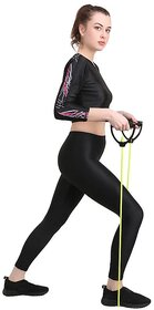 NINQ Women Polyester Lycra High Waist Solid Black Tight With Slim Look Stitching