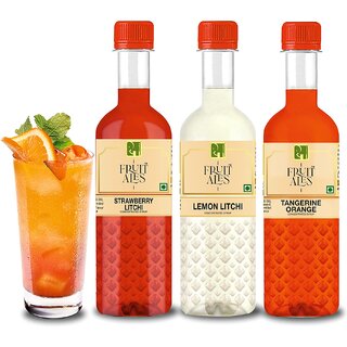                       Dhampure Speciality Strawberry Litchi, Orange Lemonade, and Lemon Litchi Kids Mocktails Syrup for House Parties -3x300Ml                                              