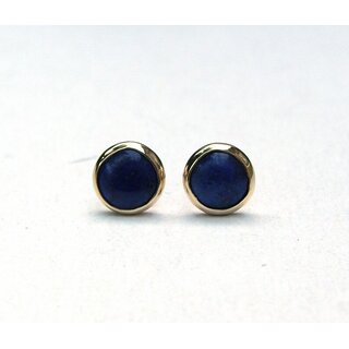                       CEYLONMINE- Blue Sapphire Gemstone Stud Earrings GOLD PLATED                                              