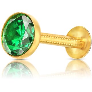                       CEYLONMINE-panna gold PLATED real stone nose pin for girls  women                                              