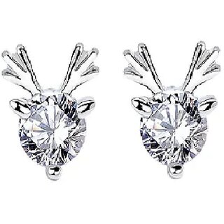                       American diamond silver plated Jewellery american Diamond Stud Earrings for Women                                              