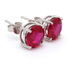                       Ruby Earrings red Gemstone Jewellery silver plated earring Stud Earrings for Women.                                              