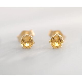                       Yellow sapphire gemstone earring gold plated earring for women                                              
