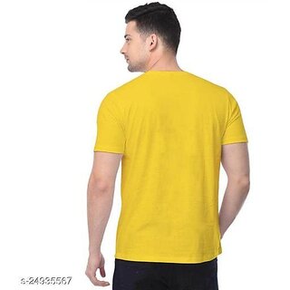Elegant Men Polyester Blend Yellow Short Sleeves Printed Tshirts 2025 at ShopCircuit | ONDC