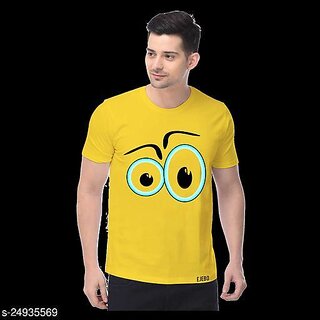 Elegant Men Poly Blend Yellow Short Sleeves Printed Tshirts 2025 at ShopCircuit | ONDC