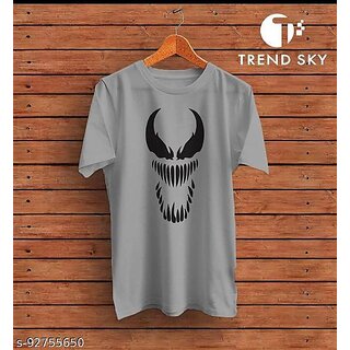                       Enux Men Printed Grey Half Sleeve Tshirt                                              