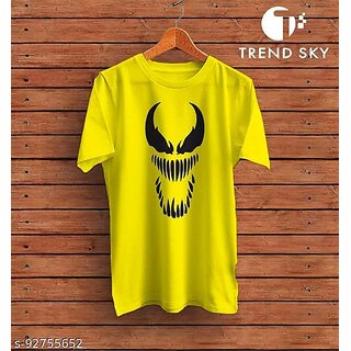                       Enux Men Printed Yellow Half Sleeve Tshirt                                              