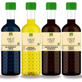                       Dhampure Speciality Blueberry, Kerala Pineapple, Jeera Masala Shikanji, and Fruit Beer Flavoured Syrups 4x300Ml                                              