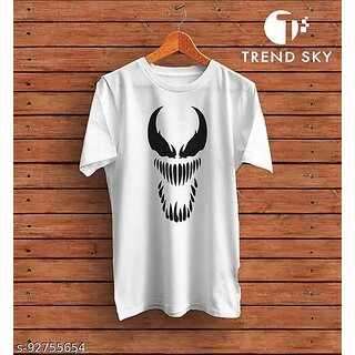                       Enux Men Printed White Half Sleeve Tshirt                                              