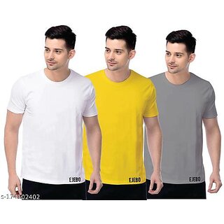 Men's Solid Plain Round Neck Tshirt (Pack of 3)