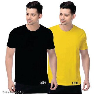 Men's Solid Plain Round Neck Tshirt (Pack of 2)