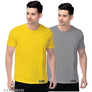 Men's Solid Plain Round Neck Tshirt (Pack of 2)