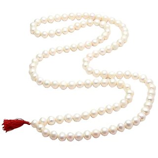                       Pearl Moti Mala with Natural stone Pearl Stone Chain by JAIPUR GEMSTONE                                              