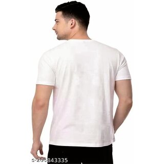 Trendy Men Polyester Blend White Short Sleeves Printed Tshirts 2025 at ShopCircuit | ONDC