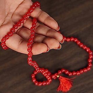                       Coral Red Coral Mala Moonga/coral  Mala Coral Stone Chain for astorology purpose                                              