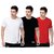 Poly Blend Black Short Sleeves Solid Tshirts (Pack of 3)