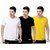 Poly Blend White Short Sleeves Solid Tshirts (Pack of 3)
