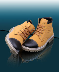 Imcolus Tan Synthtic Lace-up Boot For Men