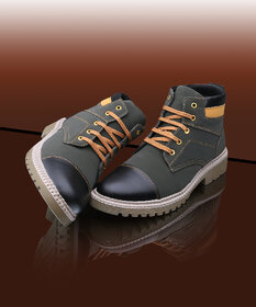Imcolus Green Synthtic Lace-up Boot For Men