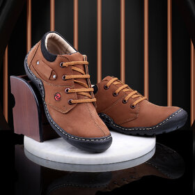 Imcolus Brown Leather Lace-up Boot For Men