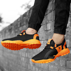 Imcolus Orange Mesh Running Shoes For Men
